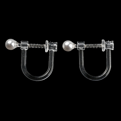 Resin Clip-on Earring Findings, with Imitation Pearl