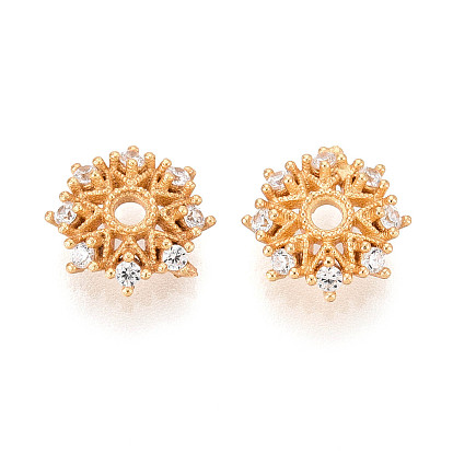 925 бусины-цветы из стерлингового серебра с микропаве из прозрачных кубических цирконий