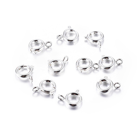 Cierres de anillo de resorte de latón, ideal para la fabricación de joyas, 9 mm, agujero: 1.5 mm