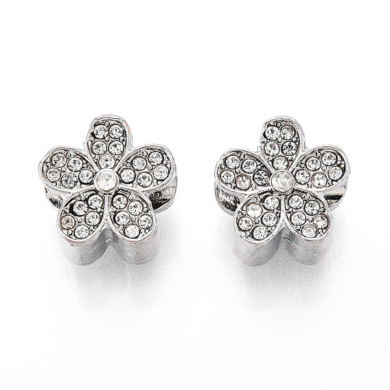 Европейские бусины, сплав, стразы , бусины с большим отверстием, цветок