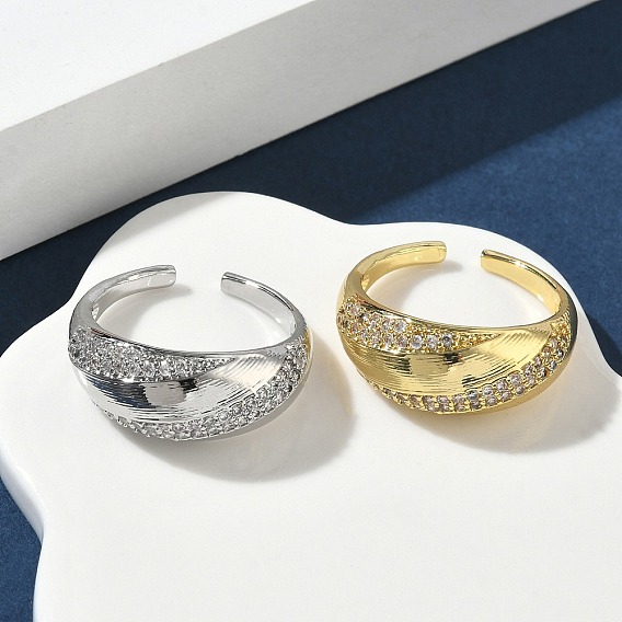 Открытые кольца манжеты из латуни с микропаве и кубическим цирконием, без кадмия и без свинца, стойки покрытие, долговечный