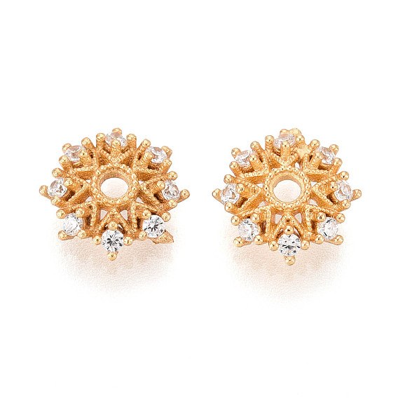 925 бусины-цветы из стерлингового серебра с микропаве из прозрачных кубических цирконий