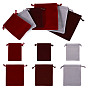 6Pcs 6 Styles Velvet Jewelry Drawstring Bags, Rectangle, for Earrings Rings Necklaces