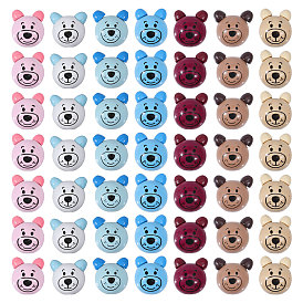 70шт 7 цвета натуральное дерево печатные бусины, медведь, без свинца