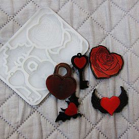 DIY Gothic Style Heart Theme Ornament Silicone Molds, Resin Casting Molds, for UV Resin, Epoxy Resin Craft Making