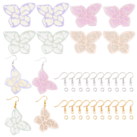 SUPERFINDINGS DIY Cellulose Acetate(Resin) Earring Making Kits, Including Butterfly Pendants, Brass Earring Hooks