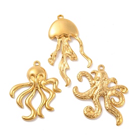 Ion Plating(IP) 304 Stainless Steel Pendants, Octopus
 & Jellyfish
 Charms