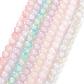 Baking Painted Glass Beads Strands, Imitation Opalite, Round