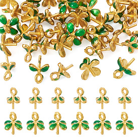 40шт. 2 стили латунные эмалированные ушки для крепления петель, лист, за половину пробурено бисера, стойки покрытие, долговечный, без свинца и без кадмия