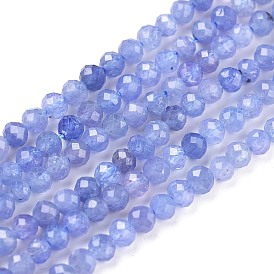 Brins de perles naturelles de tanzanite, ronde, facette
