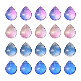 40Pcs 4 Colors Transparent Glass Beads, with Glitter Powder, Dyed & Heated, Teardrop