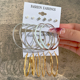 Ensemble minimaliste de boucles d’oreilles en fausses perles - design créatif, 6 paires, cerceaux de déclaration.
