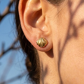 316l Pendientes de botón de acero inoxidable quirúrgico para mujer, shell forma