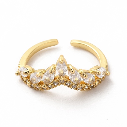 Прозрачная корона из кубического циркония, открытая манжета, кольцо со стеклом, украшения из латуни для женщин