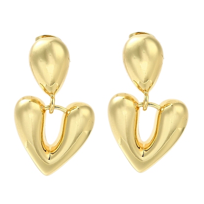 Серьги-подвески из латуни с покрытием стойки, долговечный, Серьги-гвоздики в форме слезы и сердца без содержания кадмия и свинца для женщин