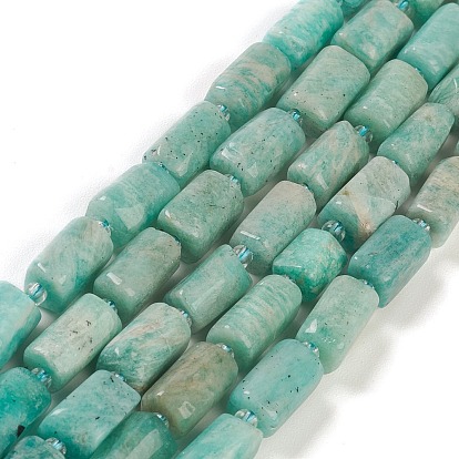 Natural Amazonite Beads Strands, with Seed Beads, Faceted, Column
