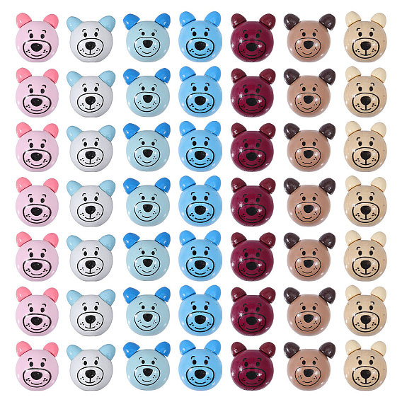 70шт 7 цвета натуральное дерево печатные бусины, медведь, без свинца