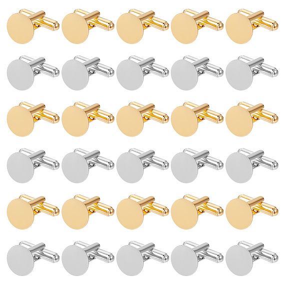 30шт 2 цвета латунные запонки для мужчин, плоско-круглые