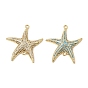 Brass Micro Pave Cubic Zirconia Connector Charms, Starfish Links, Rack Plating, Long-Lasting Plated, Cadmium Free & Lead Free, Real 18K Gold  Plated