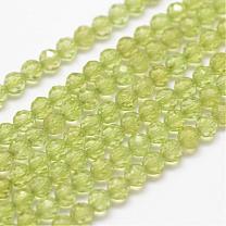 Natural Peridot Beads Strands, Faceted, Round