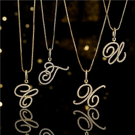 Hip-hop exaggerated floral English letter pendant necklace - European and American fashion.
