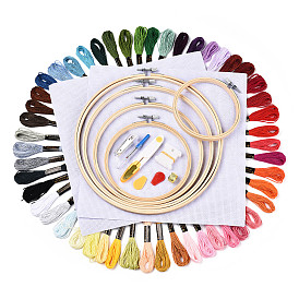 DIY Cross Stitch Counted Kits, including Threads, Embroidery Hoop, Aida Cloth, Threader, Scissor, Blunt Needle, Seam Ripper, Thread Winding Board, Thimble