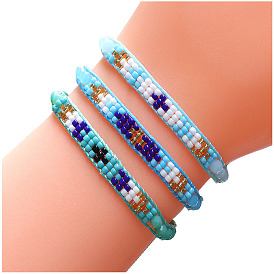 Boho Style Handmade Beaded Bracelet with Wax Cord for Women