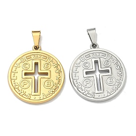 304 подвески из нержавеющей стали, плоский круглый с подвеской в виде креста, с 201 защелкой из нержавеющей стали на поручнях