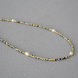 Винтажное ожерелье с жемчугом и камнем с рисунком коровы - уникальное, ретро, заявление, ключичная цепь.