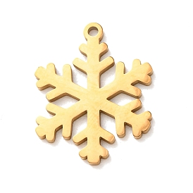 304 Stainless Steel Pendants, Snowflake Charms, Hand Polished, Ion Plating(IP)