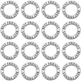 20Pcs Tibetan Style Alloy Linking Rings, Round Ring with Word Best Friends