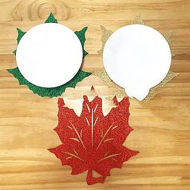 Cloth with Glitter Powder Placemats, Thanksgiving Theme Cup Mats, Anti-Slip Hot Pads, Maple Leaf