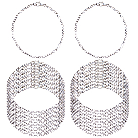 24pcs 304 bracelets à chaîne gourmette en acier inoxydable pour femmes et hommes