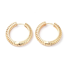 Clear Cubic Zirconia Hollow Out Hoop Earrings, Brass Jewelry for Women