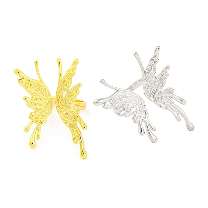 Латунное открытое кольцо-манжета для женщин в форме бабочки