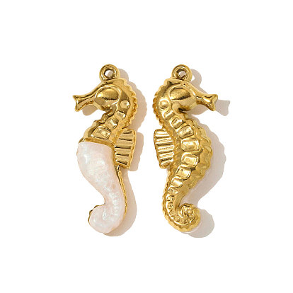 304 подвески из нержавеющей стали смолы, прелести морских коньков, ионное покрытие (ip), зеркальная полировка