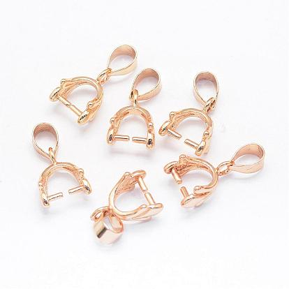 Rack Plating Brass Pendant Bails, Ice Pick Pinch Bails For Pendant Making, 13x9x7mm, Hole: 5x3.5mm, Pin: 1mm