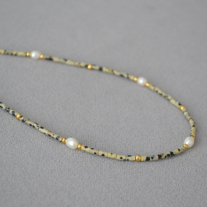 Винтажное ожерелье с жемчугом и камнем с рисунком коровы - уникальное, ретро, заявление, ключичная цепь.