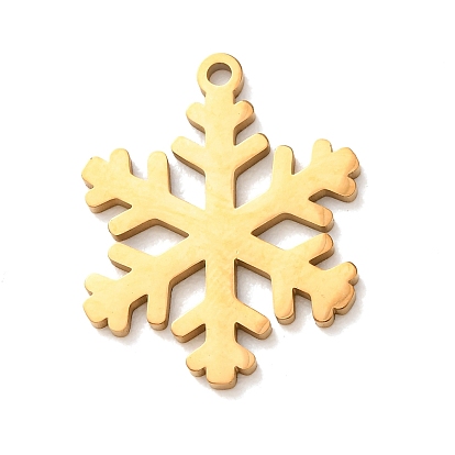 304 Stainless Steel Pendants, Snowflake Charms, Hand Polished, Ion Plating(IP)
