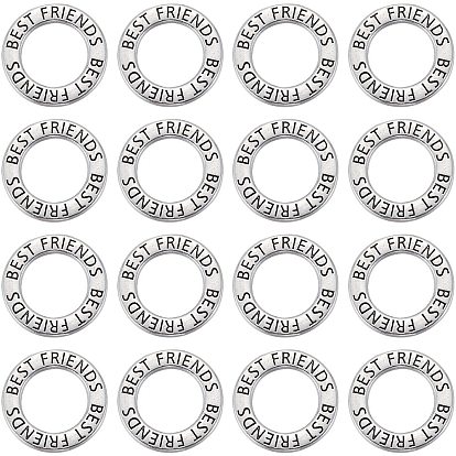 20Pcs Tibetan Style Alloy Linking Rings, Round Ring with Word Best Friends