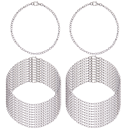 24pcs 304 bracelets à chaîne gourmette en acier inoxydable pour femmes et hommes