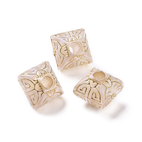 Plating Transparent Acrylic Beads, Golden Metal Enlaced, Lantern