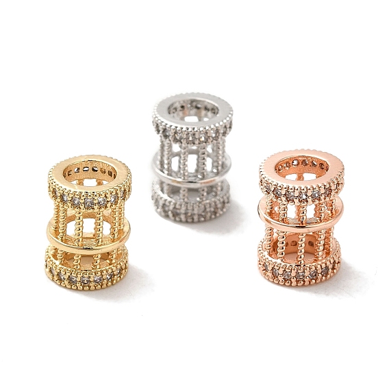 Стойки обшивки латунь кубического циркония европейский шариков, бусины с большим отверстием, долговечный, без свинца и без кадмия, Полая колонна