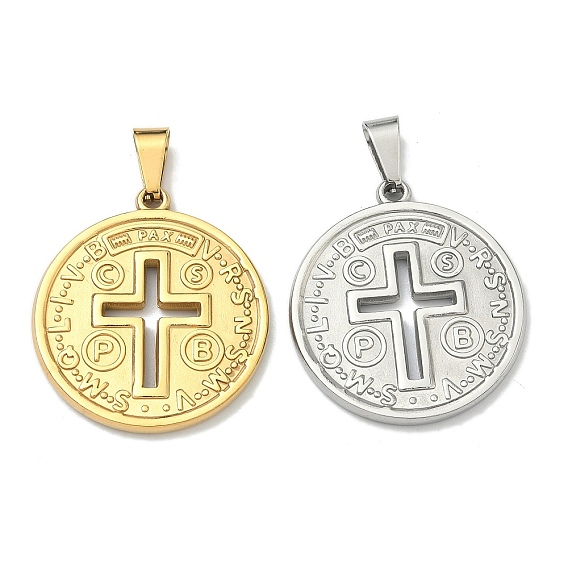 304 подвески из нержавеющей стали, плоский круглый с подвеской в виде креста, с 201 защелкой из нержавеющей стали на поручнях