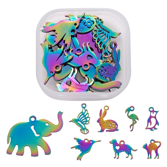 16 шт 8 ионное покрытие (ip) 201 подвески из нержавеющей стали для щенков, лазерная резка, разнообразные