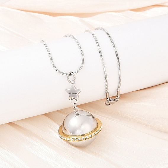 304 подвеска-планета из нержавеющей стали с микропаве из прозрачного кубического циркония, урна для пепла домашних животных