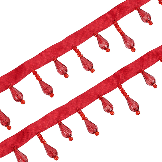3 Meter Polyesterbänder, mit Acryl-Perlen