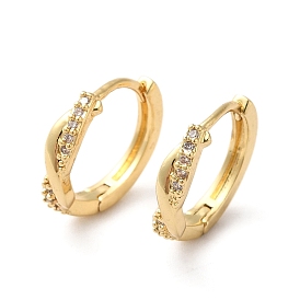 Clear Cubic Zirconia Twist Hoop Earrings, Brass Jewelry for Women