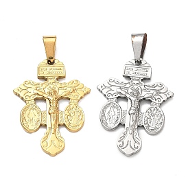 Religion 304 Stainless Steel Pendants, Corss Charms, with 201 Stainless Steel Bails, Ion Plating