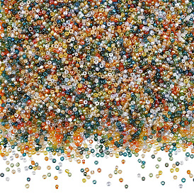 200G FGB Grade A Round Glass Seed Beads, Transparent Colours Rainbow